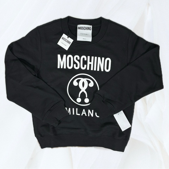 Moschino Couture Logo Double Question Mark Crewneck Sweatshirt Black US 8 NWT - Picture 6 of 17